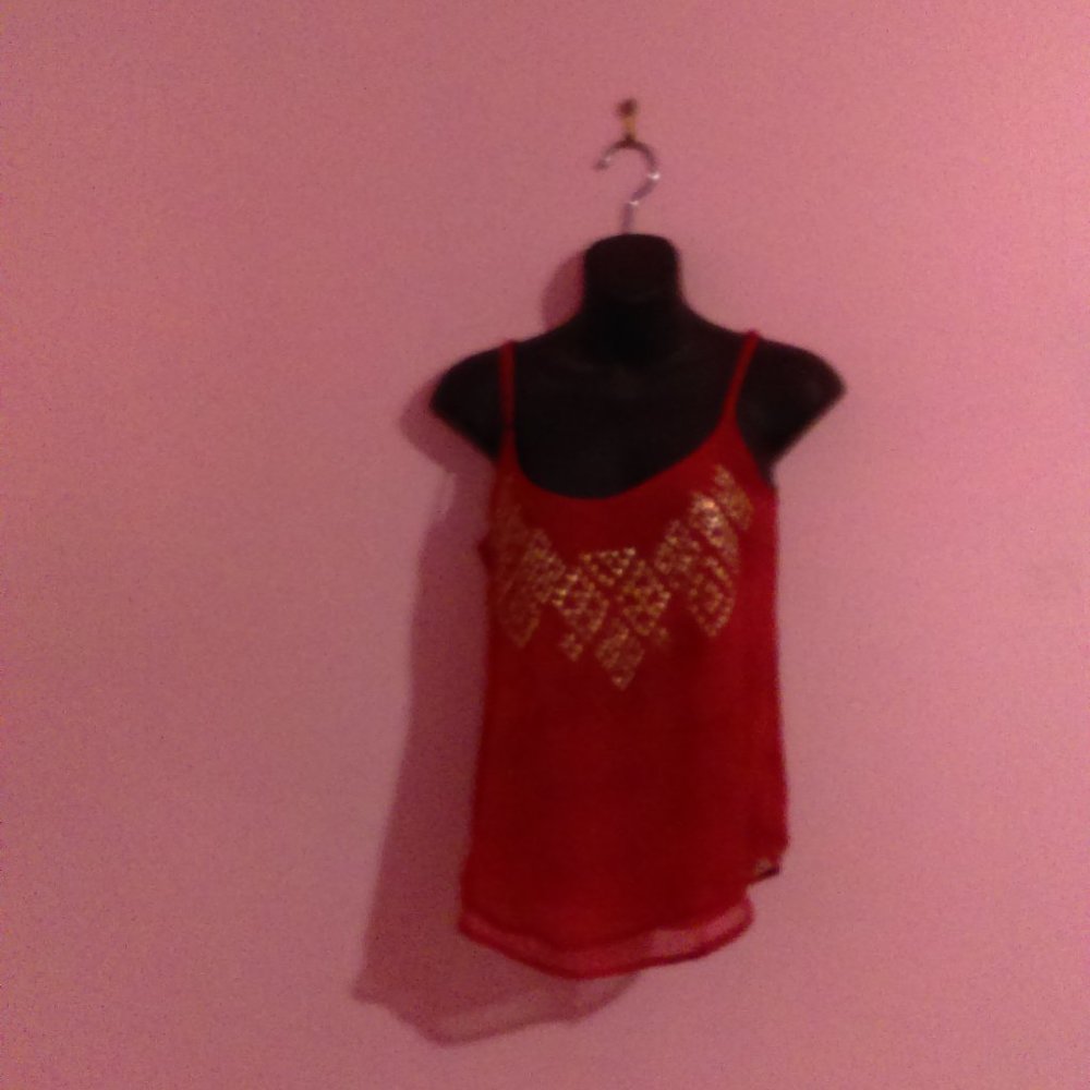 MUDD Burgundy & Gold Tank Top Size X-Small